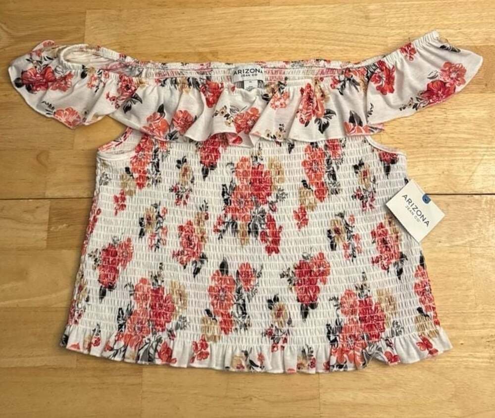 Arizona Jean Co Floral Smocked Off-The-Shoulder Top, Size XL